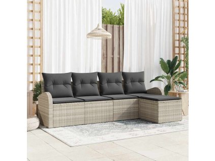 Sada zahradních pohovek 5 pcs Světle šedá Poly ratan 3346002