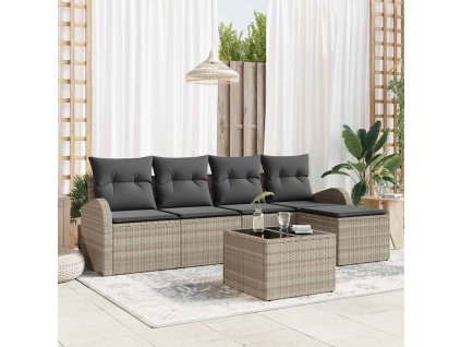 Sada zahradních pohovek 6 pcs Světle šedá Poly ratan 3346012