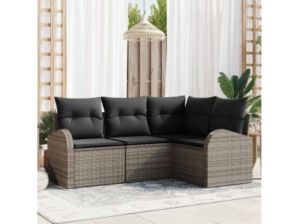 Sada zahradních pohovek Šedá polyratan 3346019