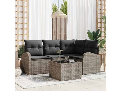 Sada zahradních pohovek Šedá polyratan 3346029