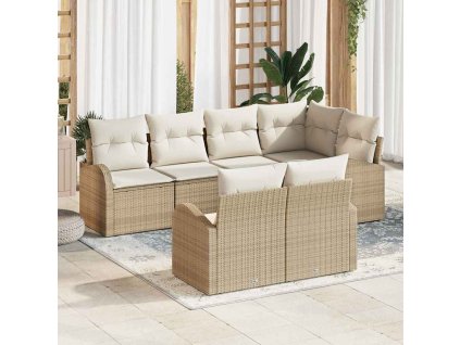 Sada zahradních pohovek Béžová polyratan 3346081