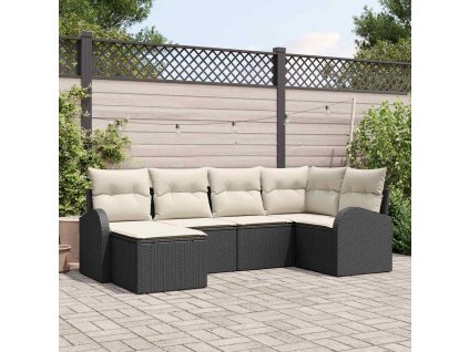 Sada zahradních pohovek s polštářem Černá Poly ratan 3346107