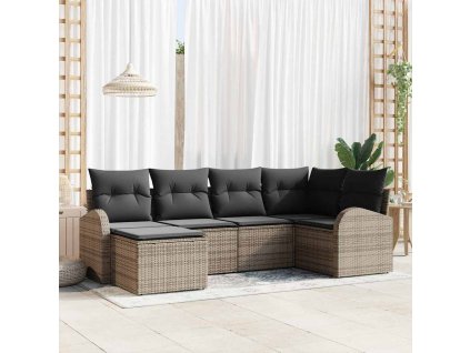 Sada zahradních pohovek 6 pcs Šedá polyratan 3346109