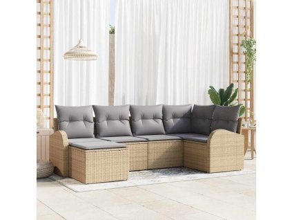 Sada zahradních pohovek 6 pcs Béžová polyratan 3346110