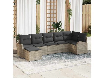 Sada zahradních pohovek 7 pcs Světle šedá Poly Ratan 3346132