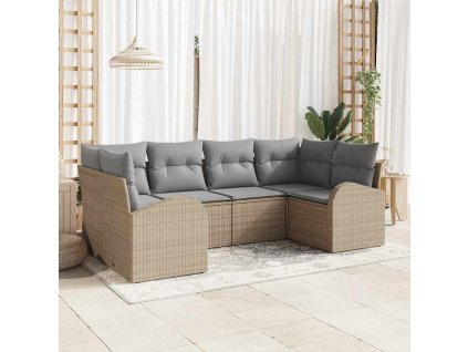 Sada zahradních pohovek s polštářem 6 pcs Béžová Poly Ratan 3346180