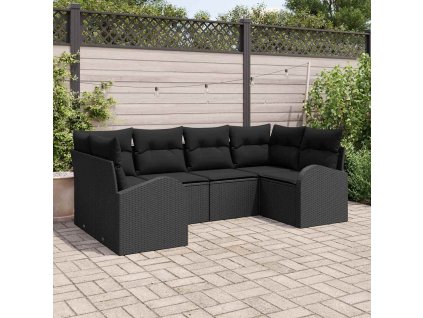 Sada zahradních pohovek s polštářem 6 pcs Černá Poly Ratan 3346183