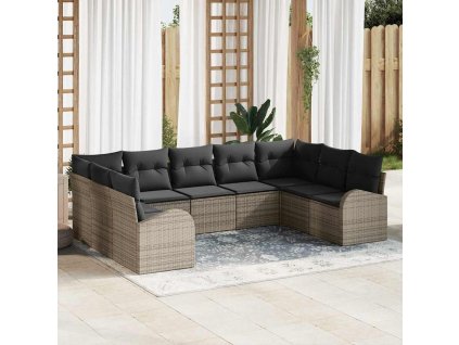 Set pohovek s polštářem 9 pcs Šedá Poly Ratan 3346199