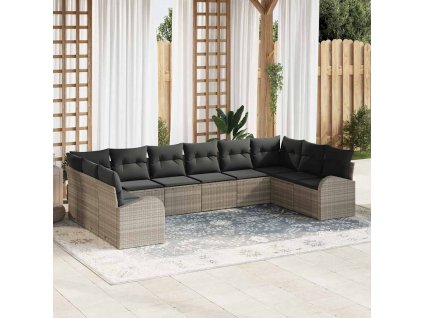 Set pohovek 10 pcs Světle šedá polyratan 3346222