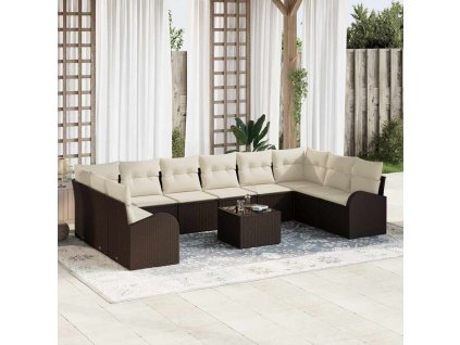 Set pohovek 11 pcs Hnědá polyratan 3346228