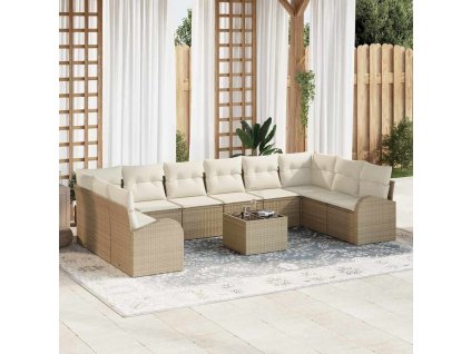 Set pohovek s polštářem 11 pcs Béžová Polyratan 3346231