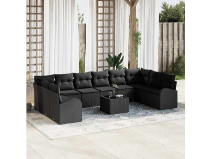 Set pohovek 11 pcs Černá polyratan 3346233