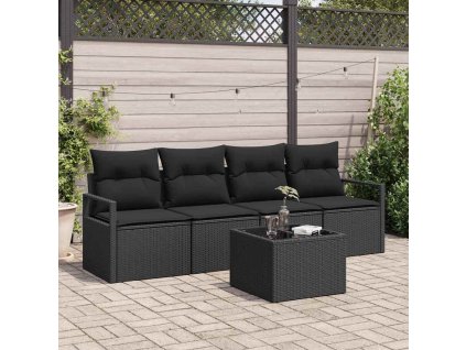 Set pohovek 5 pcs Černá polyratan 3346253