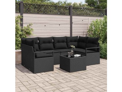 Set pohovek 7 pcs Černá polyratan 3346283