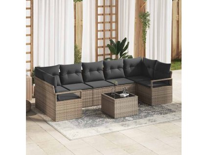 Set pohovek 8 pcs Šedá polyratan 3346299