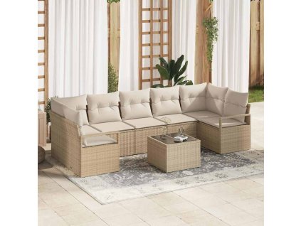 Set pohovek 8 pcs Béžová a krémová polyratan 3346301