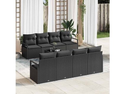 Set pohovek s polštářem 7 pcs Černá polyratan 3346313