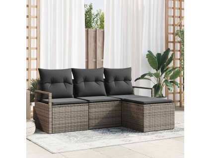 Set pohovek 4 pcs Šedá polyratan 3346329