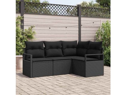 Set pohovek 4 pcs Černá polyratan 3346363