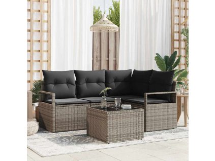 Set pohovek 5 pcs Šedá polyratan 3346369