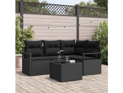 Set pohovek 5 pcs Černá polyratan 3346373