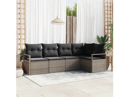 Set pohovek 5 pcs Šedá polyratan 3346379