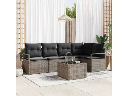 Set pohovek 6 pcs Šedá polyratan 3346389