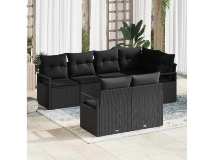 Set pohovek 7 pcs Černá polyratan 3346423