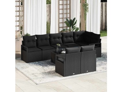 Set pohovek s polštářem 9 pcs Černá polyratan 3346443