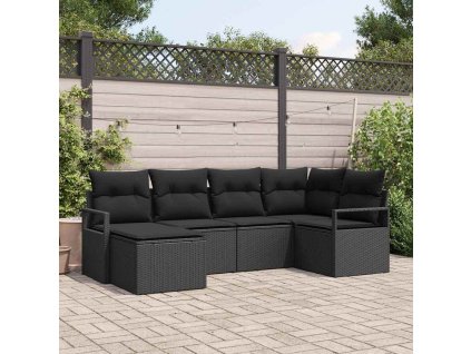 Set pohovek s polštářem 6 pcs Černá polyratan 3346453