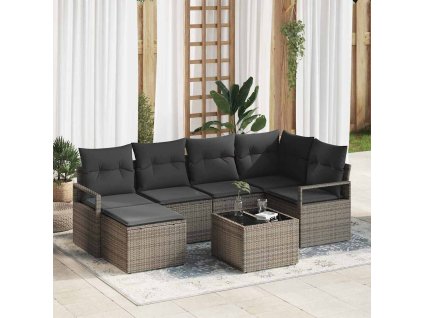 Set pohovek 7 pcs Šedá polyratan 3346459