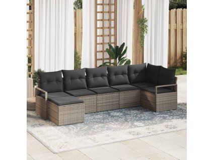 Set pohovek 7 pcs Šedá polyratan 3346469