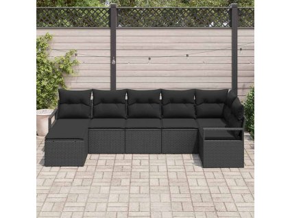 Set pohovek s polštářem 7 pcs Černá polyratan 3346473