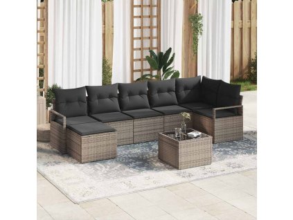 Set pohovek 8 pcs Šedá polyratan 3346479