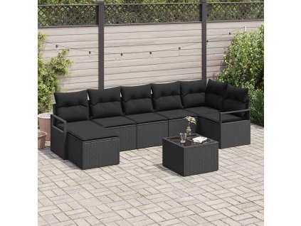 Set pohovek s polštářem 8 pcs Černá polyratan 3346483