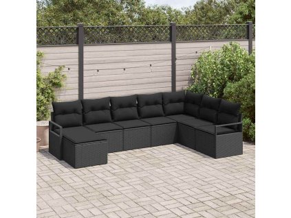 Sada zahradních pohovek 8 pcs Černá Poly ratan 3346503