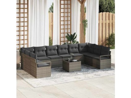 Set pohovek s polštářem 11 pcs Šedá polyratan 3346569