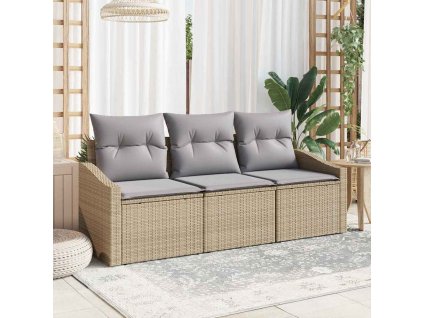 Set pohovek s polštářem 3 pcs Béžová polyratan 3346580