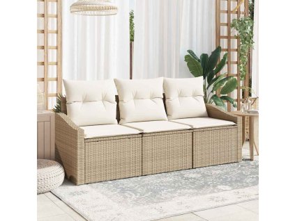 Set pohovek s polštářem 3 pcs Béžová polyratan 3346581