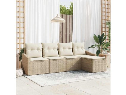Set pohovek s polštářem 5 pcs Béžová polyratan 3346681