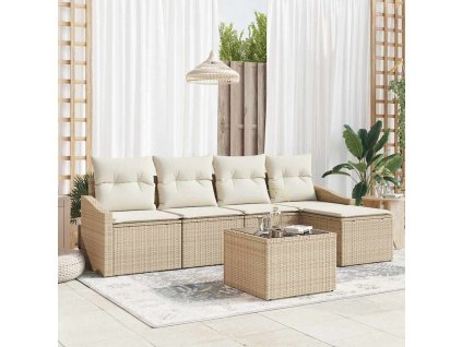 Set pohovek s polštářem 6 pcs Béžová polyratan 3346691