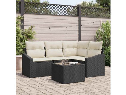 Set pohovek s polštářem 5 pcs Černá polyratan 3346707