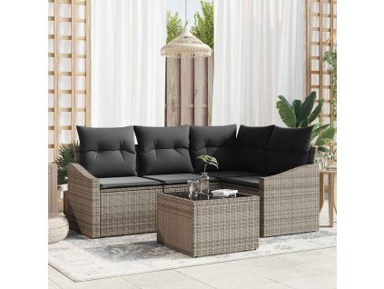 Set pohovek s polštářem 5 pcs Šedá polyratan 3346709