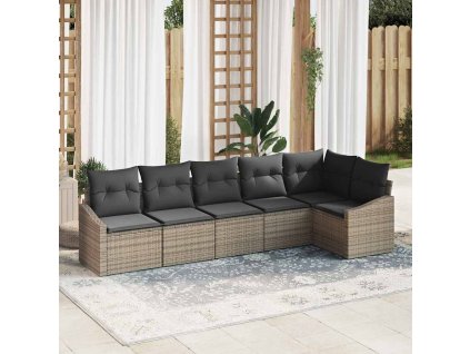 Set pohovek s polštářem 6 pcs Šedá polyratan 3346739