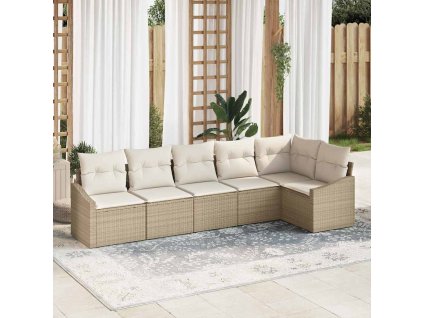 Set pohovek s polštářem 6 pcs Béžová polyratan 3346741