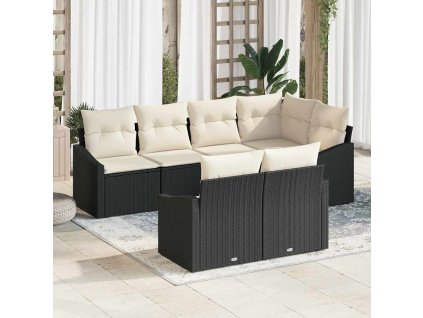 Set pohovek s polštářem 7 pcs Černá polyratan 3346757
