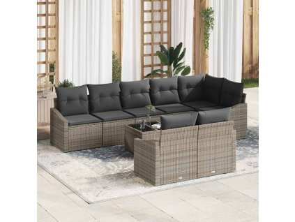 Set pohovek s polštářem 9 pcs Šedá polyratan 3346779