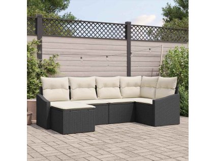 Sada zahradních pohovek 6 pcs Černá Poly ratan 3346787