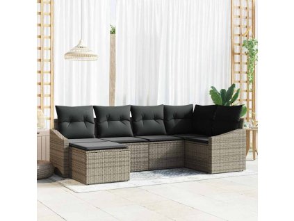 Set pohovek s polštářem 6 pcs Šedá polyratan 3346789