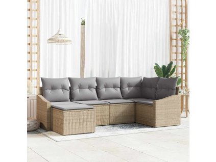 Set pohovek s polštářem 6 pcs Béžová polyratan 3346790